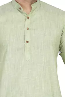 Green plain cotton knitted men-kurtas