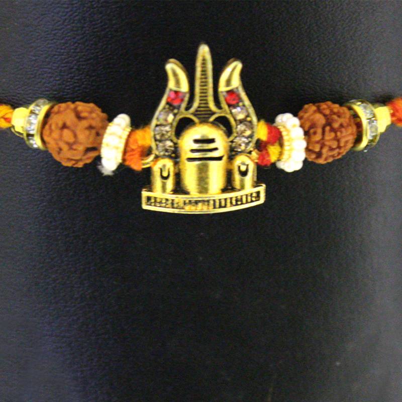 Lord Shiva's Blessed Shankar Bhagwan Trishul Rakhi   Shiv Ling Rakhi For Brother Rakshabandhan special With Roli Chawal