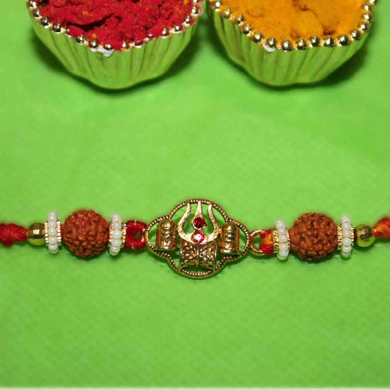Lord Shiva's Blessed Shankar Bhagwan Trishul Rakhi   Shiv Ling   Shiv Damru Rakhi For Brother Rakshabandhan special