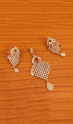 Elegant Diamond Look Pendant Set  2