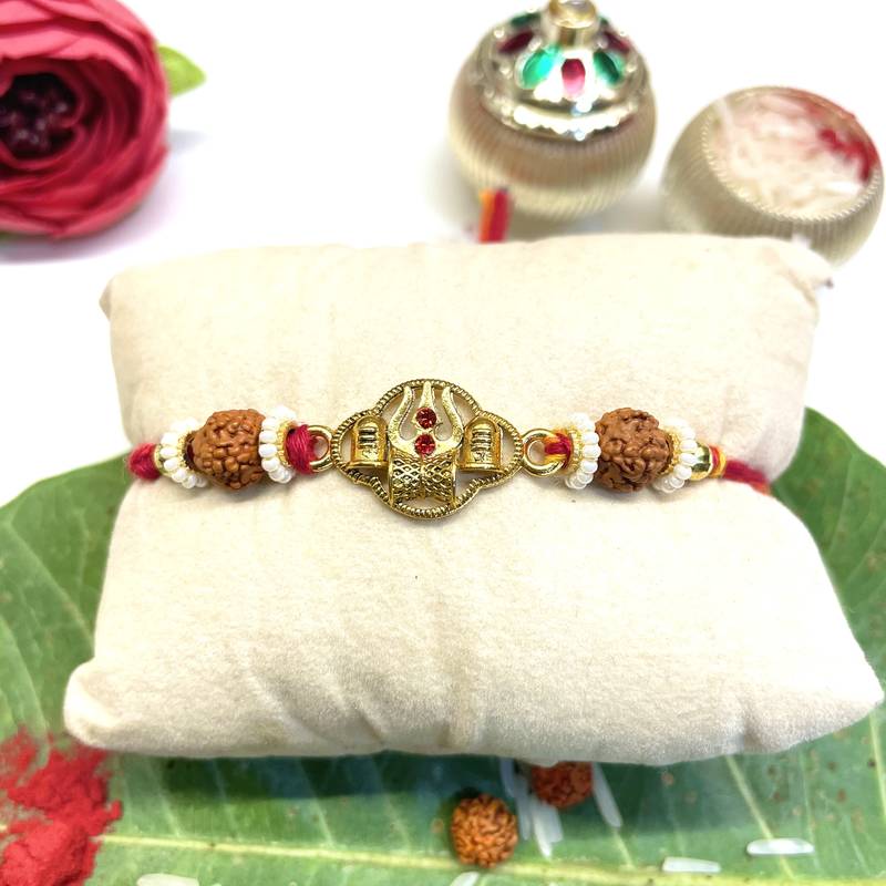 Lord Shiva's Blessed Shankar Bhagwan Trishul Rakhi   Shiv Ling   Shiv Damru Rakhi For Brother Rakshabandhan special