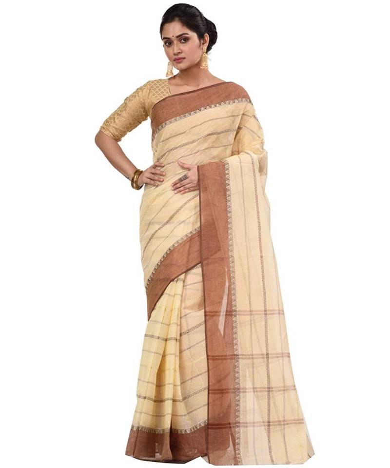 Pure Cotton Bengali Boysko Tant Saree Without Blouse Piece