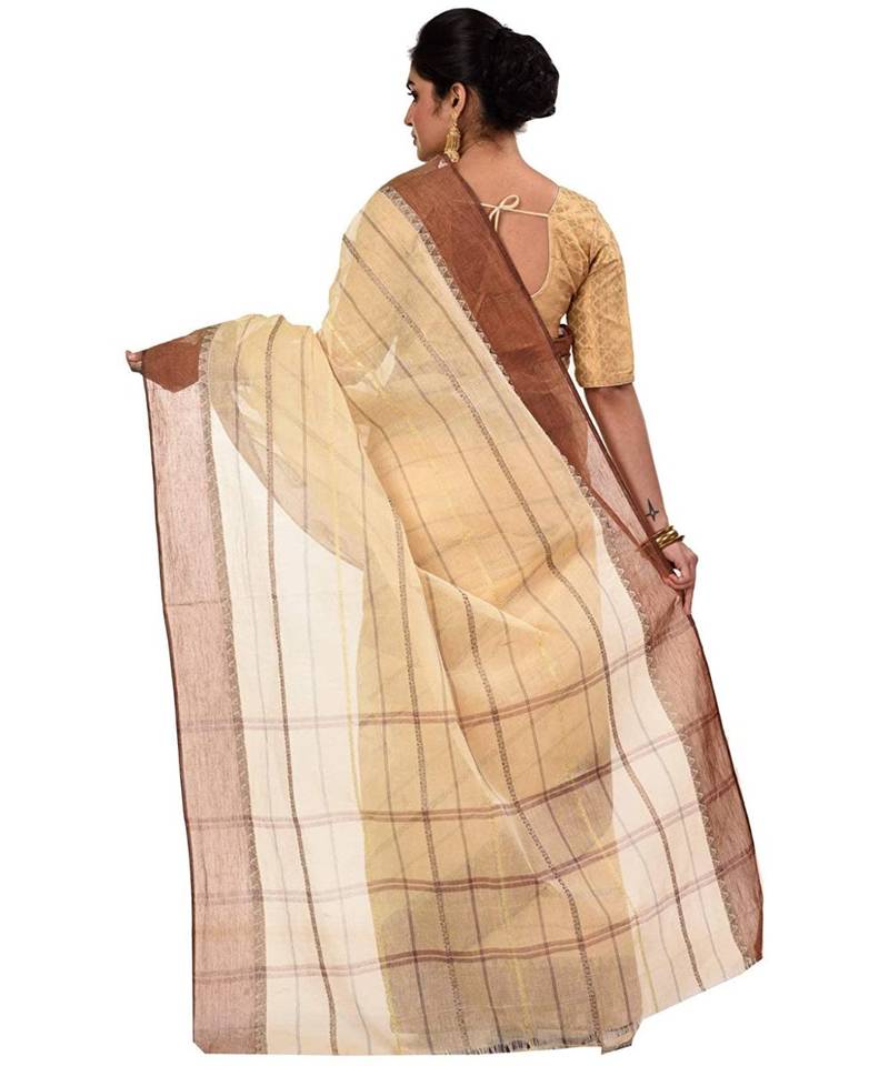 Pure Cotton Bengali Boysko Tant Saree Without Blouse Piece