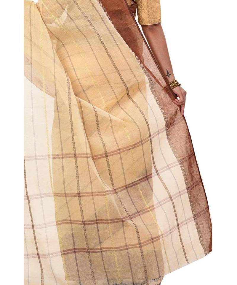 Pure Cotton Bengali Boysko Tant Saree Without Blouse Piece