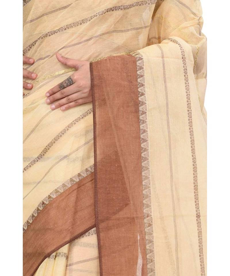 Pure Cotton Bengali Boysko Tant Saree Without Blouse Piece