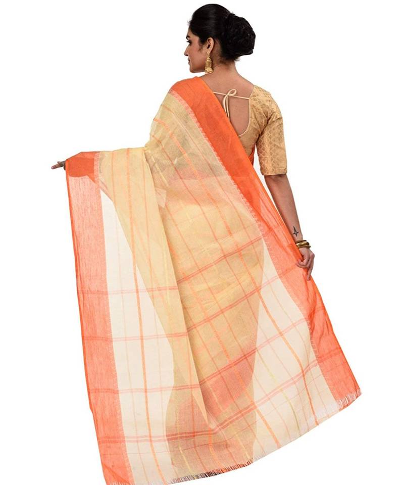 Pure Cotton Bengali Boysko Tant Saree Without Blouse Piece