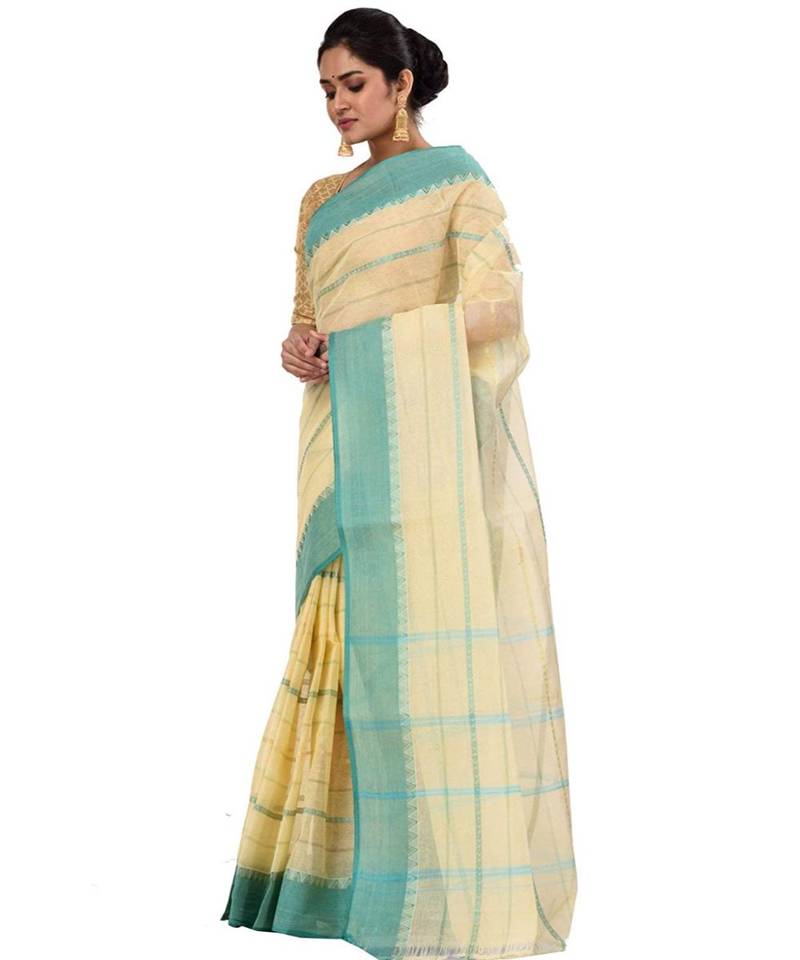 Pure Cotton Bengali Boysko Tant Saree Without Blouse Piece