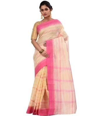 Pure Cotton Bengali Boysko Tant Saree Without Blouse Piece 1