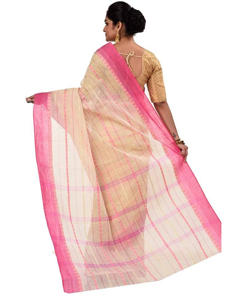 Pure Cotton Bengali Boysko Tant Saree Without Blouse Piece