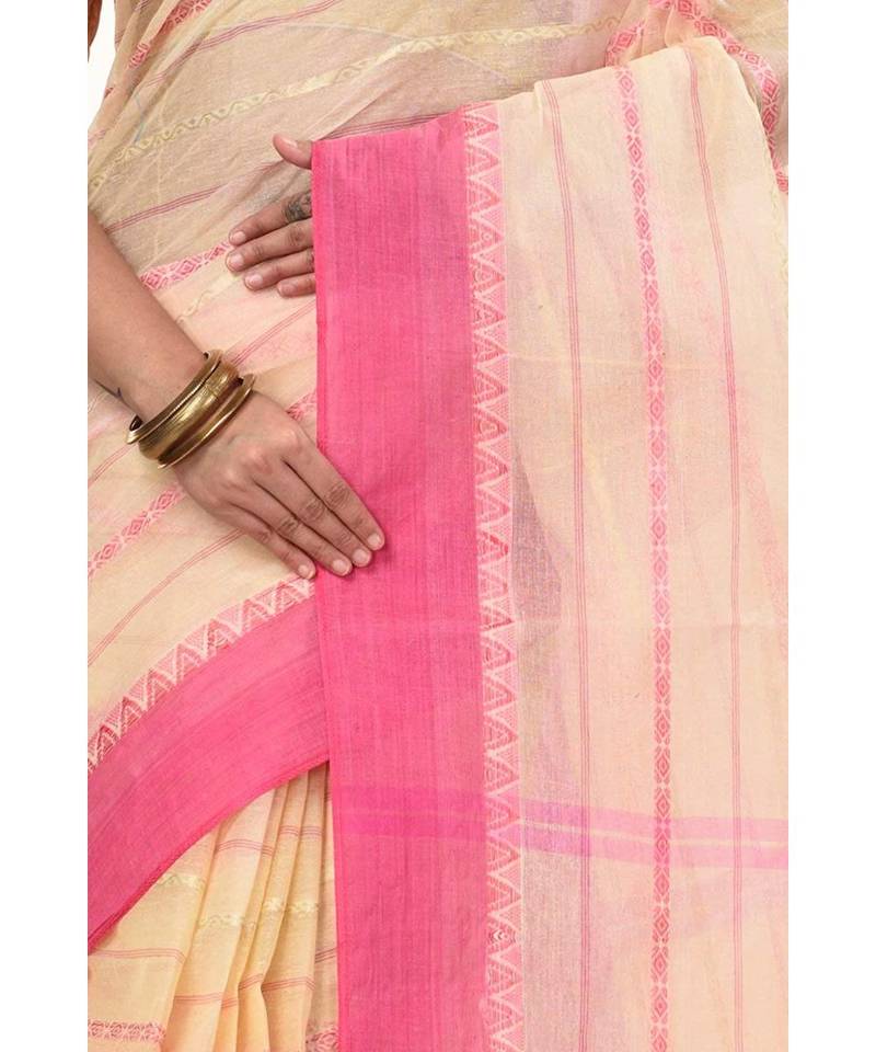 Pure Cotton Bengali Boysko Tant Saree Without Blouse Piece