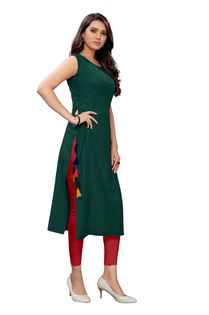 Women's Rayon Plain Readymade Kurti