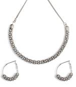Ad Stone Diamond Studded Designer Silver Hasli Necklace  set For women Jewellery