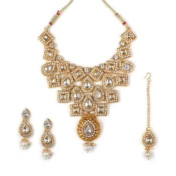 Necklace  Blue Colour Set Haar  Gold Plated Indian Jewelry With Earrings Long  Bollywood Beaded For women & Girls 1