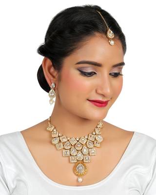 Necklace  Blue Colour Set Haar  Gold Plated Indian Jewelry With Earrings Long  Bollywood Beaded For women & Girls 2