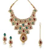 Necklace  Blue Colour Set Haar  Gold Plated Indian Jewelry With Earrings Long Bollywood Beaded For women & Girls