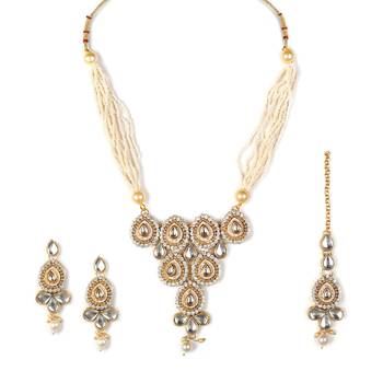 Necklace  Blue Colour Set Haar  Gold Plated Indian Jewelry With Earrings Bollywood Beaded For women & Girls 1