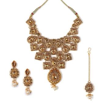 Necklace  Blue Colour Set Haar  Gold Plated Indian Jewelry With Earrings Bollywood Beaded For women & Girls 1