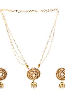 Ad Stone Diamond Studded Designer Multi Pearls Necklace  set For women Jewellery