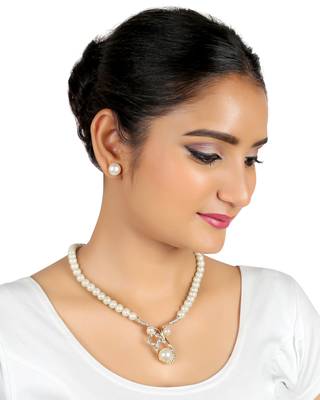 Real Pearls Natural White Pearl Necklace  Traditional Jewellery With Matching Earrings for Women and Girls 2
