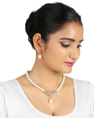 Real Pearls Natural White Pearl Necklace  Traditional Jewellery With Matching Earrings for Women and Girls  2