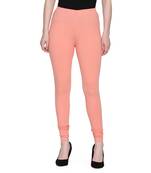 women Cotton Spandex Churidar Legging with Elastic in CORAL