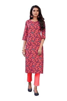 Pink printed cotton ethnic-kurtis 1