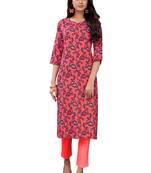 Pink printed cotton ethnic-kurtis