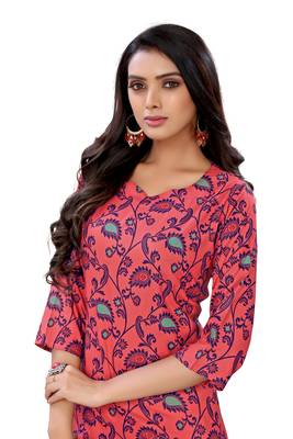 Pink printed cotton ethnic-kurtis 3