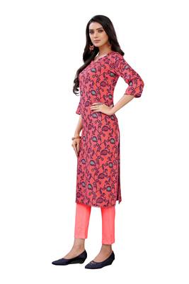 Pink printed cotton ethnic-kurtis 5
