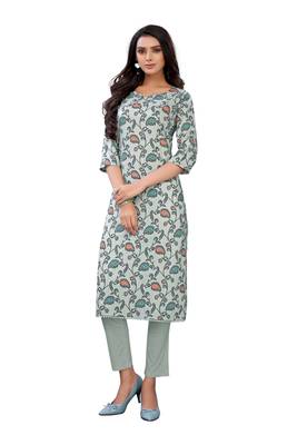 Grey printed cotton ethnic-kurtis 1
