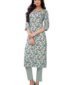 Grey printed cotton ethnic-kurtis