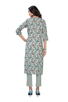 Grey printed cotton ethnic-kurtis 2