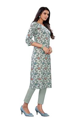 Grey printed cotton ethnic-kurtis 4
