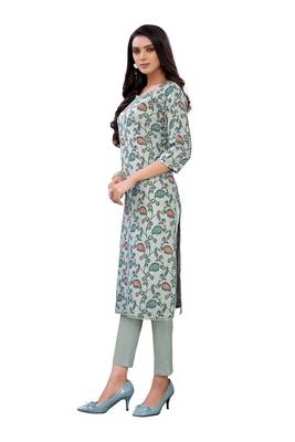 Grey printed cotton ethnic-kurtis 5