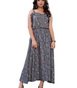 Grey printed cotton ethnic-kurtis