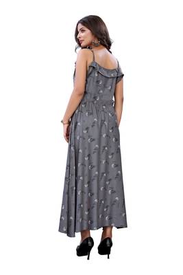 Grey printed cotton ethnic-kurtis 2