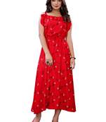Red printed cotton ethnic-kurtis