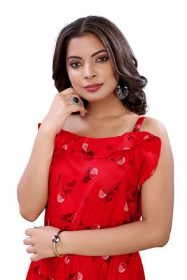 Red printed cotton ethnic-kurtis 3