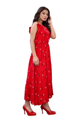 Red printed cotton ethnic-kurtis 4