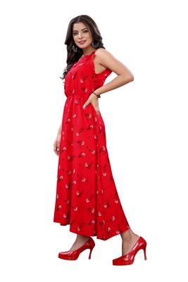 Red printed cotton ethnic-kurtis 5
