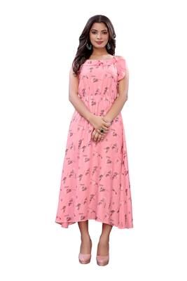 Pink printed cotton ethnic-kurtis 1