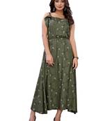 Green printed cotton ethnic-kurtis