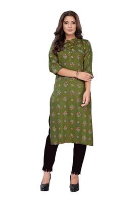Green printed cotton ethnic-kurtis 1