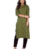 Green printed cotton ethnic-kurtis