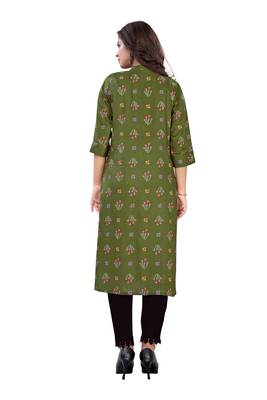 Green printed cotton ethnic-kurtis 2
