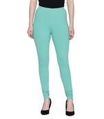 women Cotton Spandex Churidar Legging with Elastic in N.GREEN