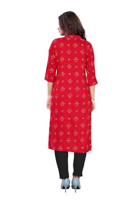 Red printed cotton ethnic-kurtis 2