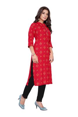 Red printed cotton ethnic-kurtis 4