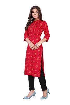 Red printed cotton ethnic-kurtis 5