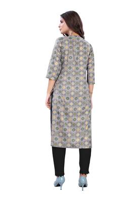 Grey printed cotton ethnic-kurtis 2